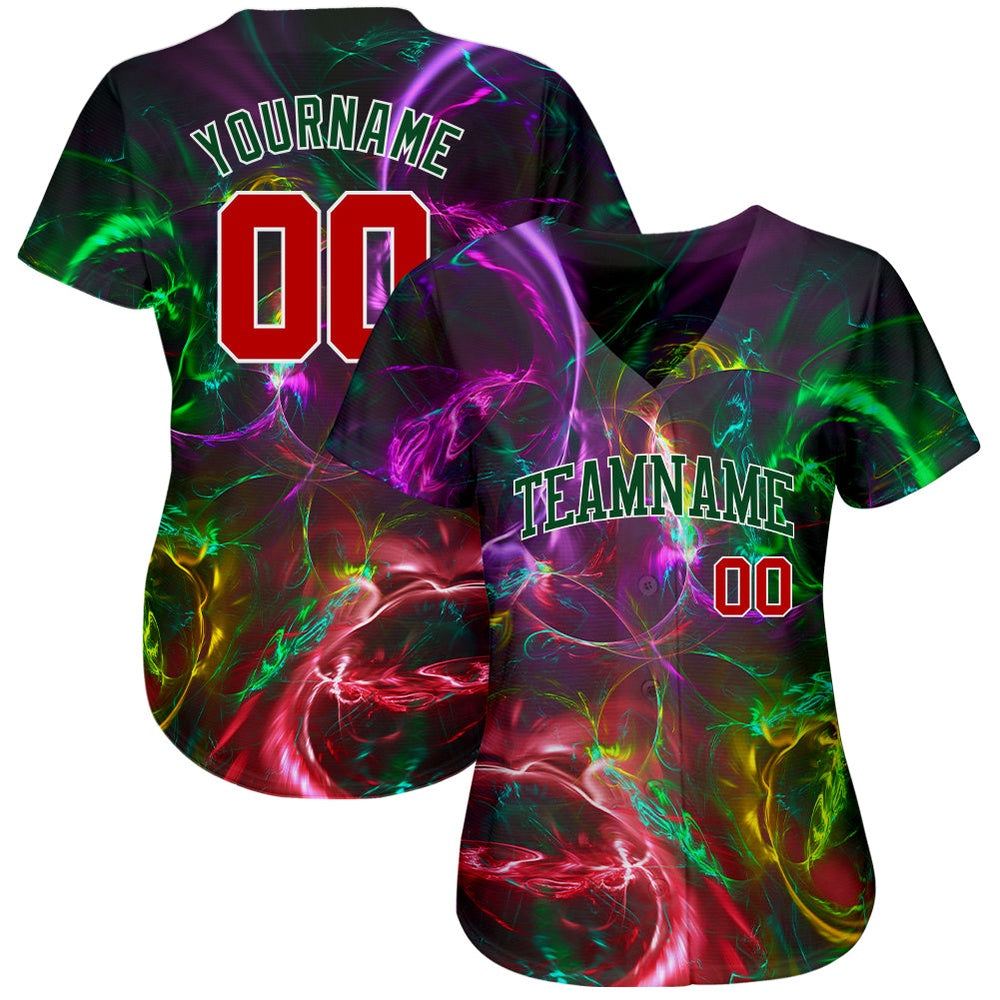 USA Baseball Jersey, Custom 3D Pattern Design Abstract Fractal Rendering Authentic Baseball Jersey, Team Jerseys Baseball
