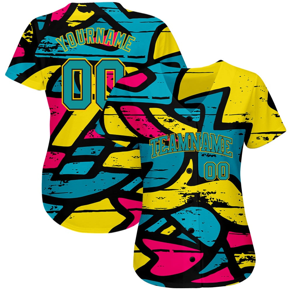 USA Baseball Jersey, Custom 3D Pattern Design Abstract Graffiti Authentic Baseball Jersey, Team Jerseys Baseball