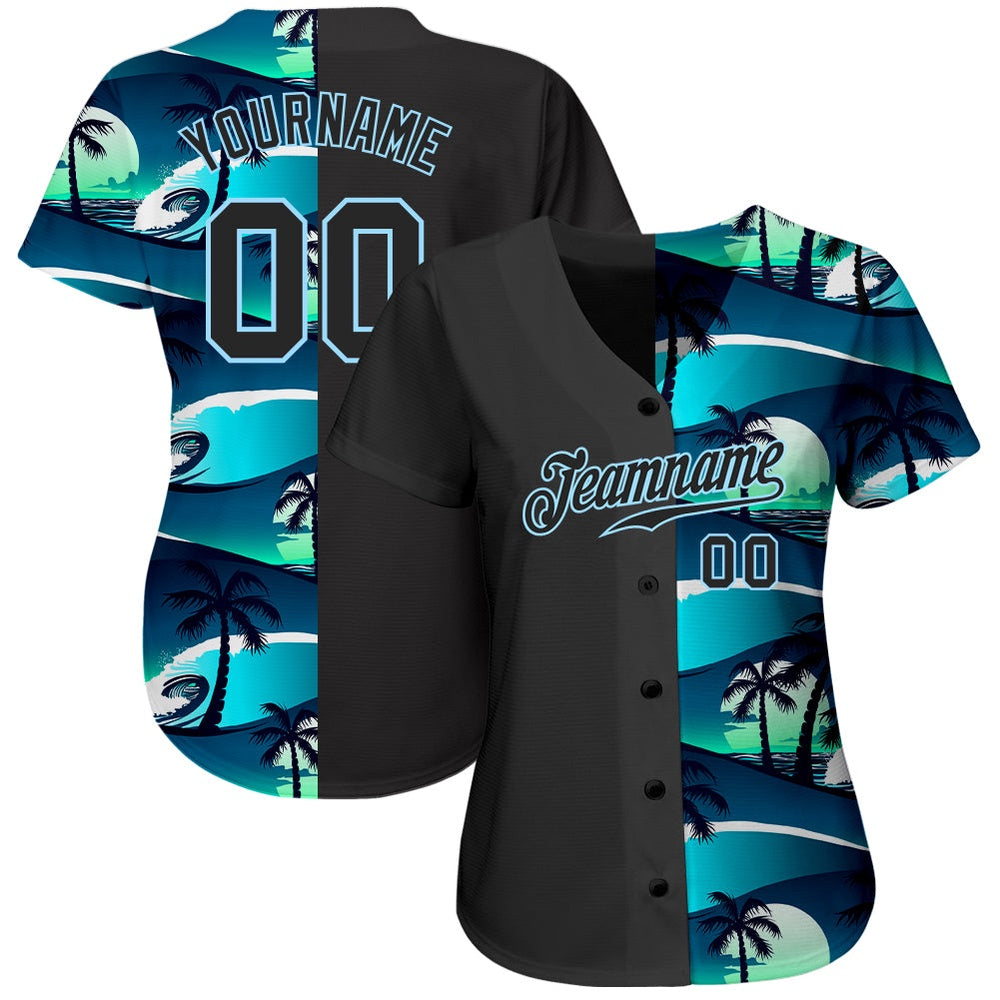 USA Baseball Jersey, Custom 3D Pattern Design Tropical Hibiscus And Palm Trees Authentic Baseball Jersey, Team Jerseys Baseball