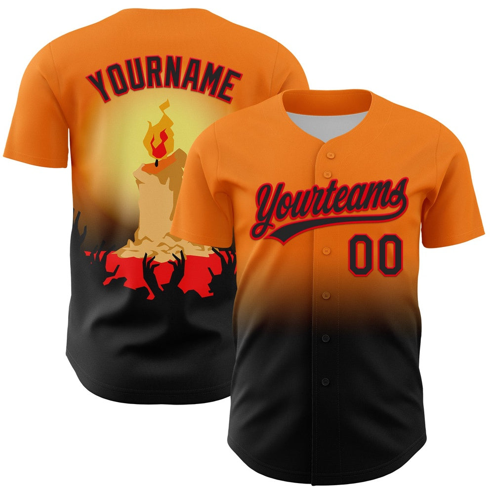 USA Baseball Jersey, Custom Bay Orange Black Fire Red 3D Halloween Authentic Baseball Jersey, Team Jerseys Baseball