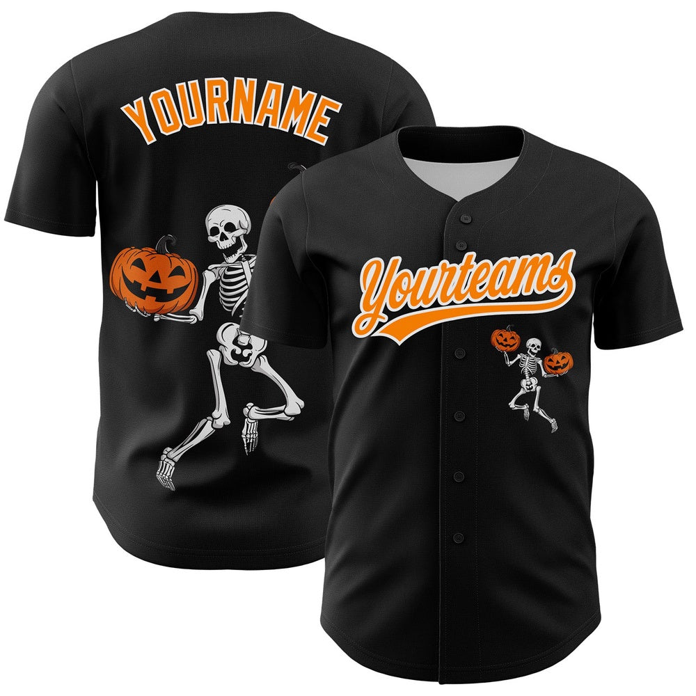 USA Baseball Jersey, Custom Black Bay Orange White 3D Halloween Authentic Baseball Jersey, Team Jerseys Baseball