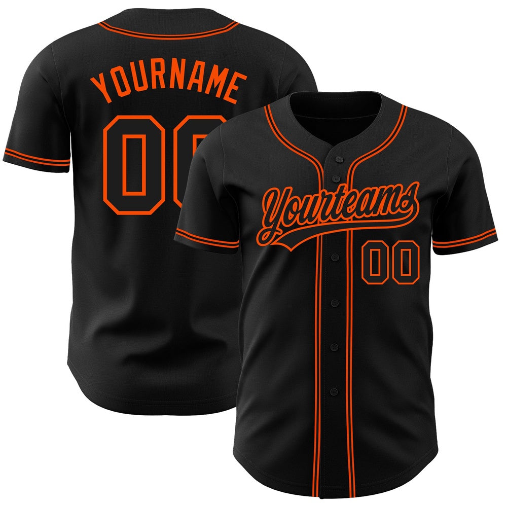 USA Baseball Jersey, Custom Black Black Orange Authentic Baseball Jersey, Team Jerseys Baseball