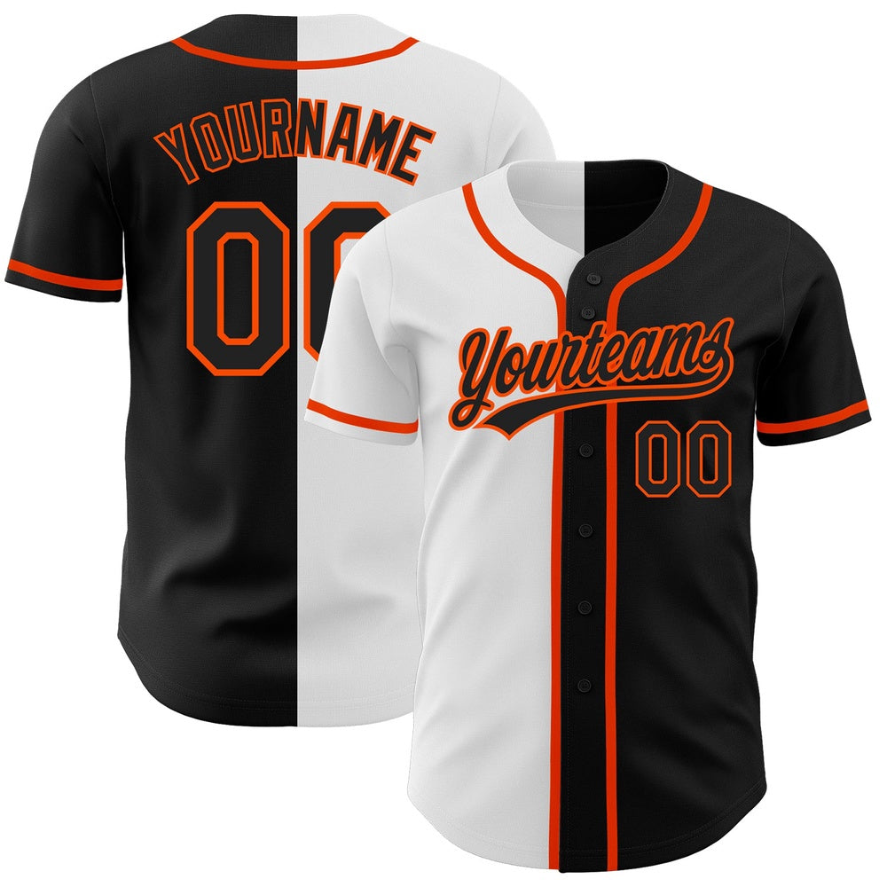 USA Baseball Jersey, Custom Black Black White Orange Authentic Split Fashion Baseball Jersey, Team Jerseys Baseball