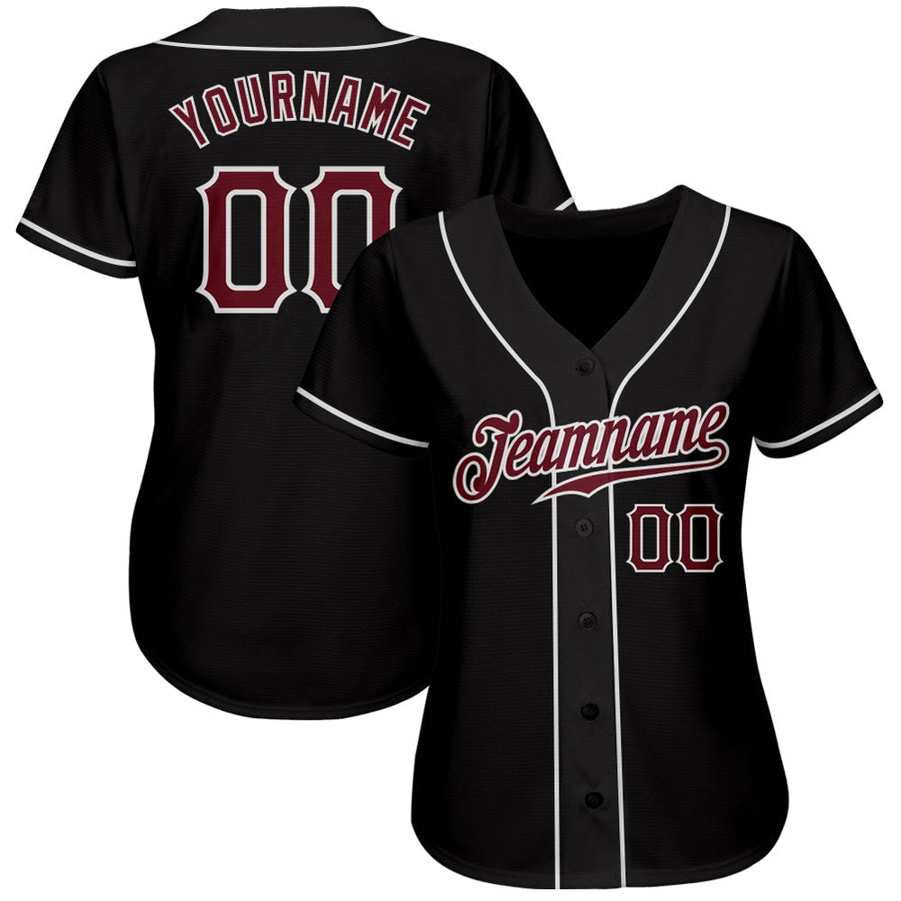 USA Baseball Jersey, Custom Black Burgundy White Authentic Baseball Jersey, Team Jerseys Baseball