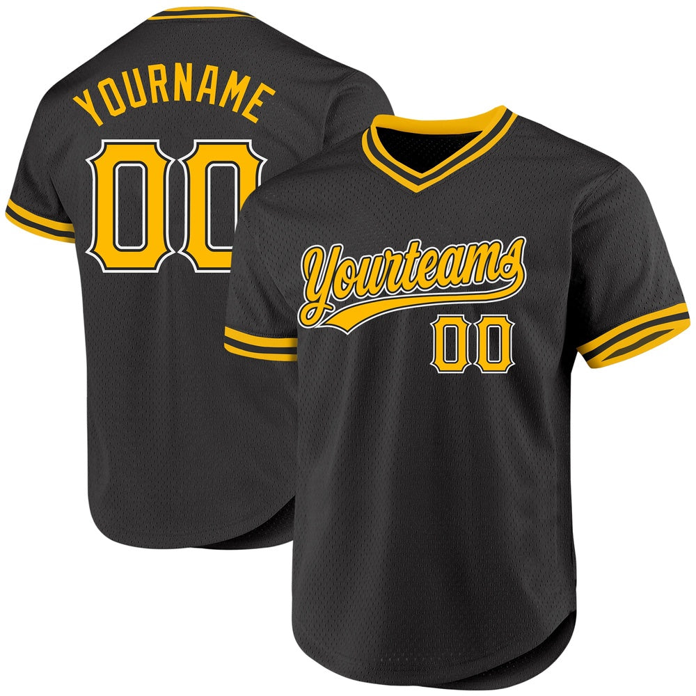 USA Baseball Jersey, Custom Black Gold White Authentic Throwback Baseball Jersey, Team Jerseys Baseball