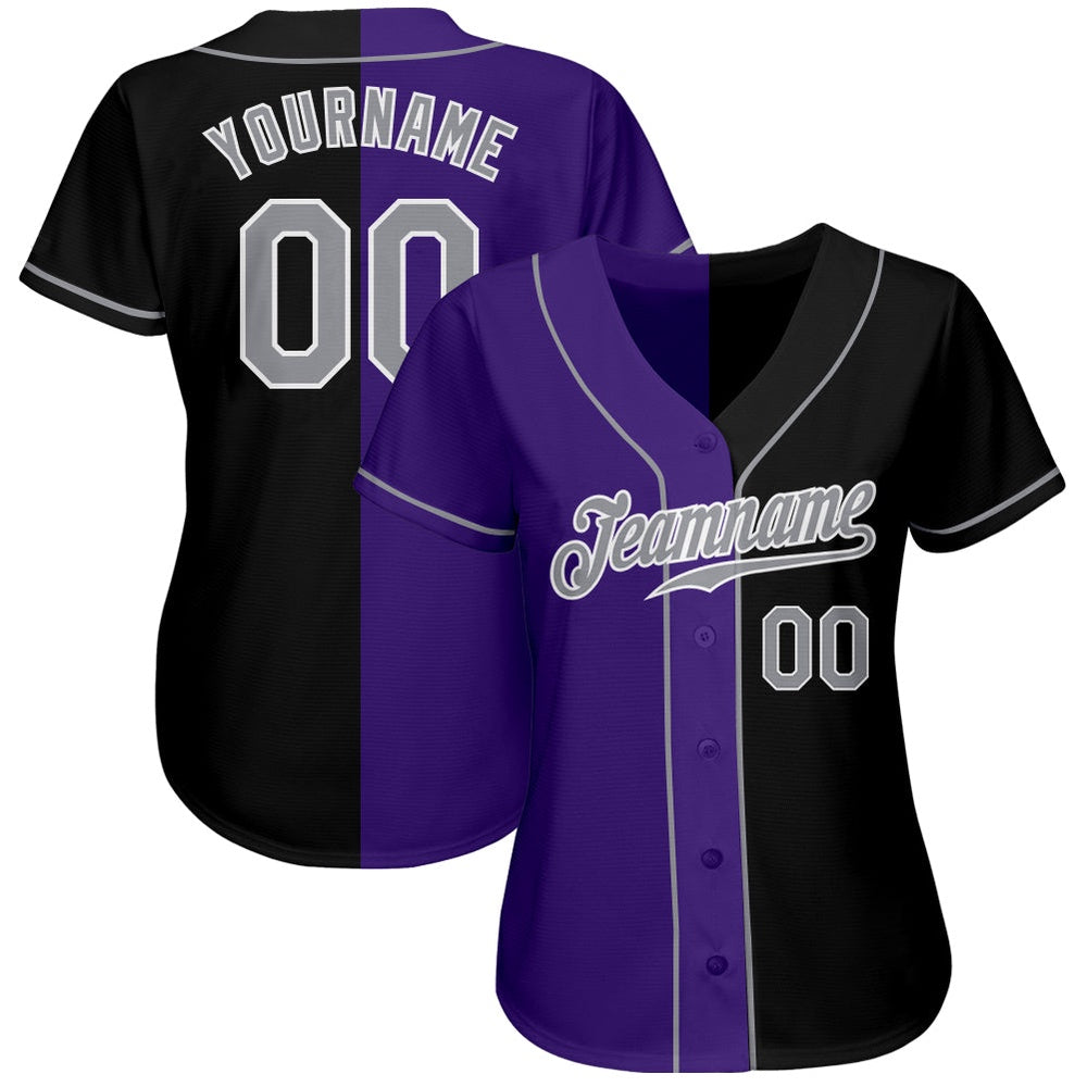 USA Baseball Jersey, Custom Black Gray Purple Authentic Split Fashion Baseball Jersey, Team Jerseys Baseball