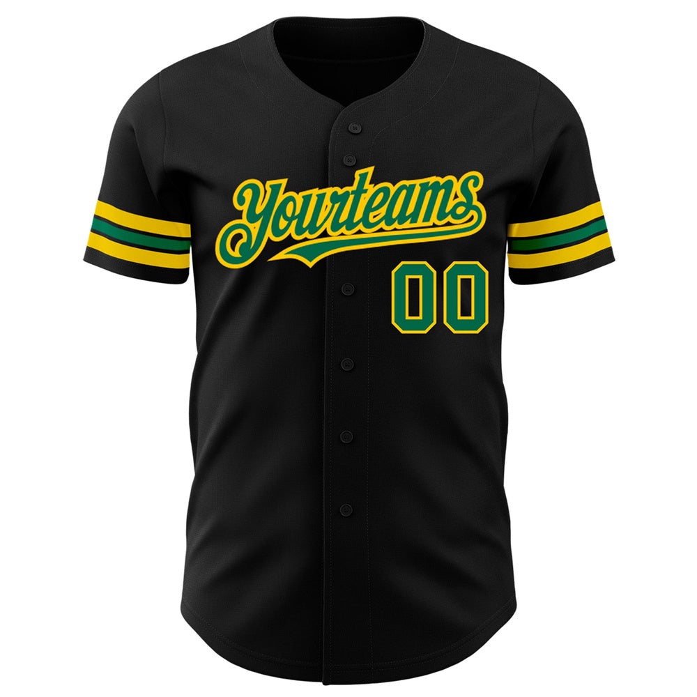 USA Baseball Jersey, Custom Black Kelly Green Yellow Authentic Baseball Jersey, Team Jerseys Baseball