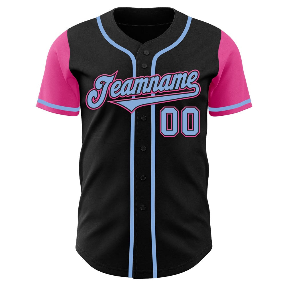 USA Baseball Jersey, Custom Black Light Blue Pink Authentic Two Tone Baseball Jersey, Team Jerseys Baseball