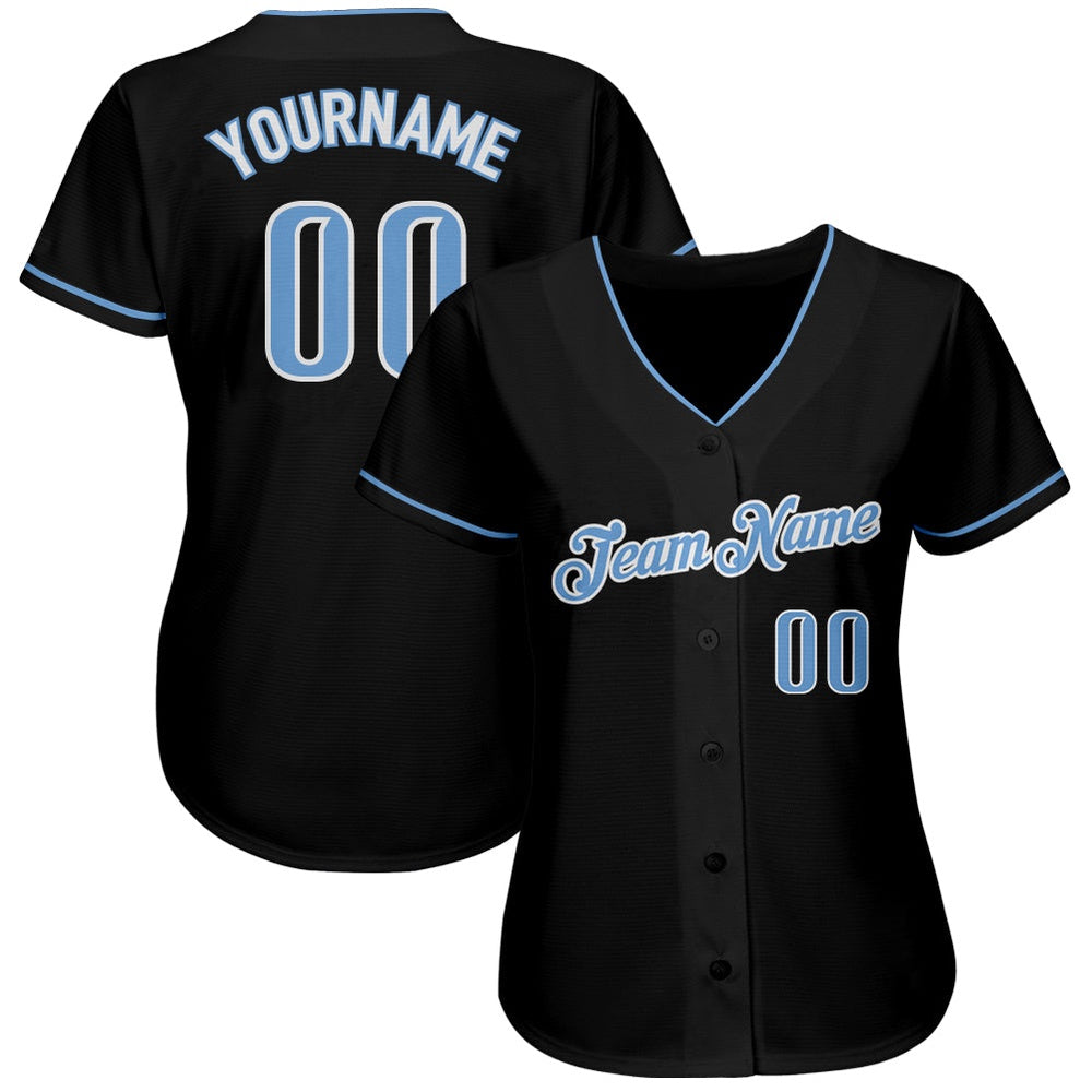USA Baseball Jersey, Custom Black Light Blue White Authentic Baseball Jersey, Team Jerseys Baseball