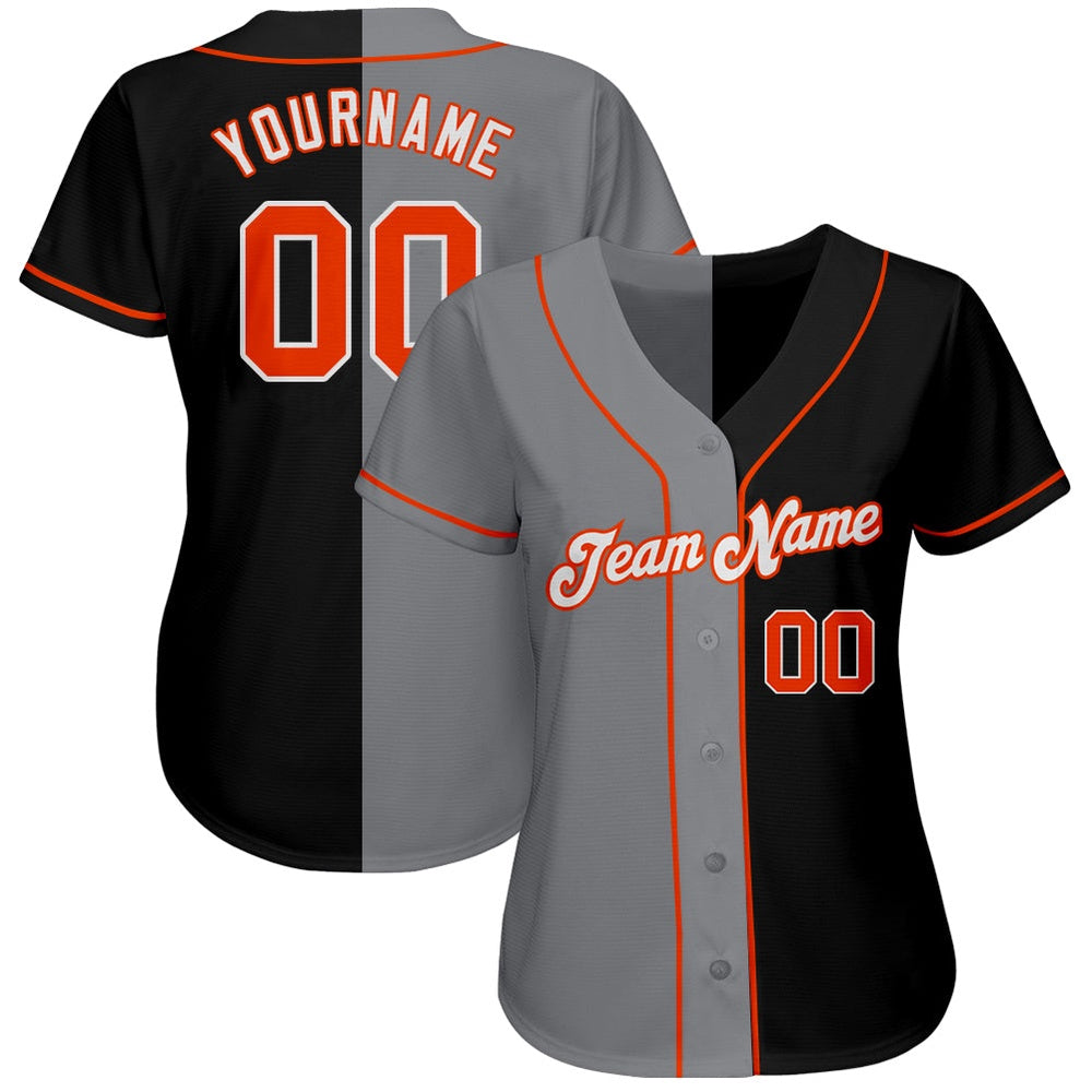 USA Baseball Jersey, Custom Black Orange Gray Authentic Split Fashion Baseball Jersey, Team Jerseys Baseball