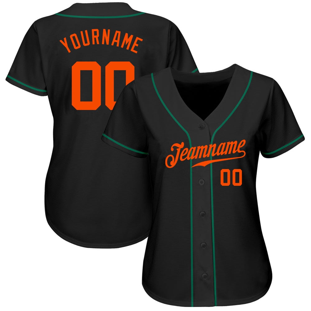 USA Baseball Jersey, Custom Black Orange Kelly Green Authentic Baseball Jersey, Team Jerseys Baseball