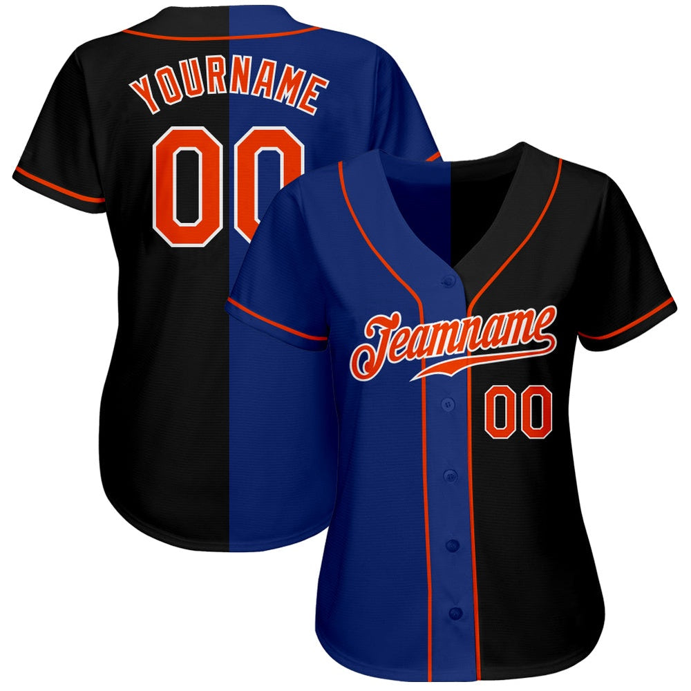 USA Baseball Jersey, Custom Black Orange Royal Authentic Split Fashion Baseball Jersey, Team Jerseys Baseball