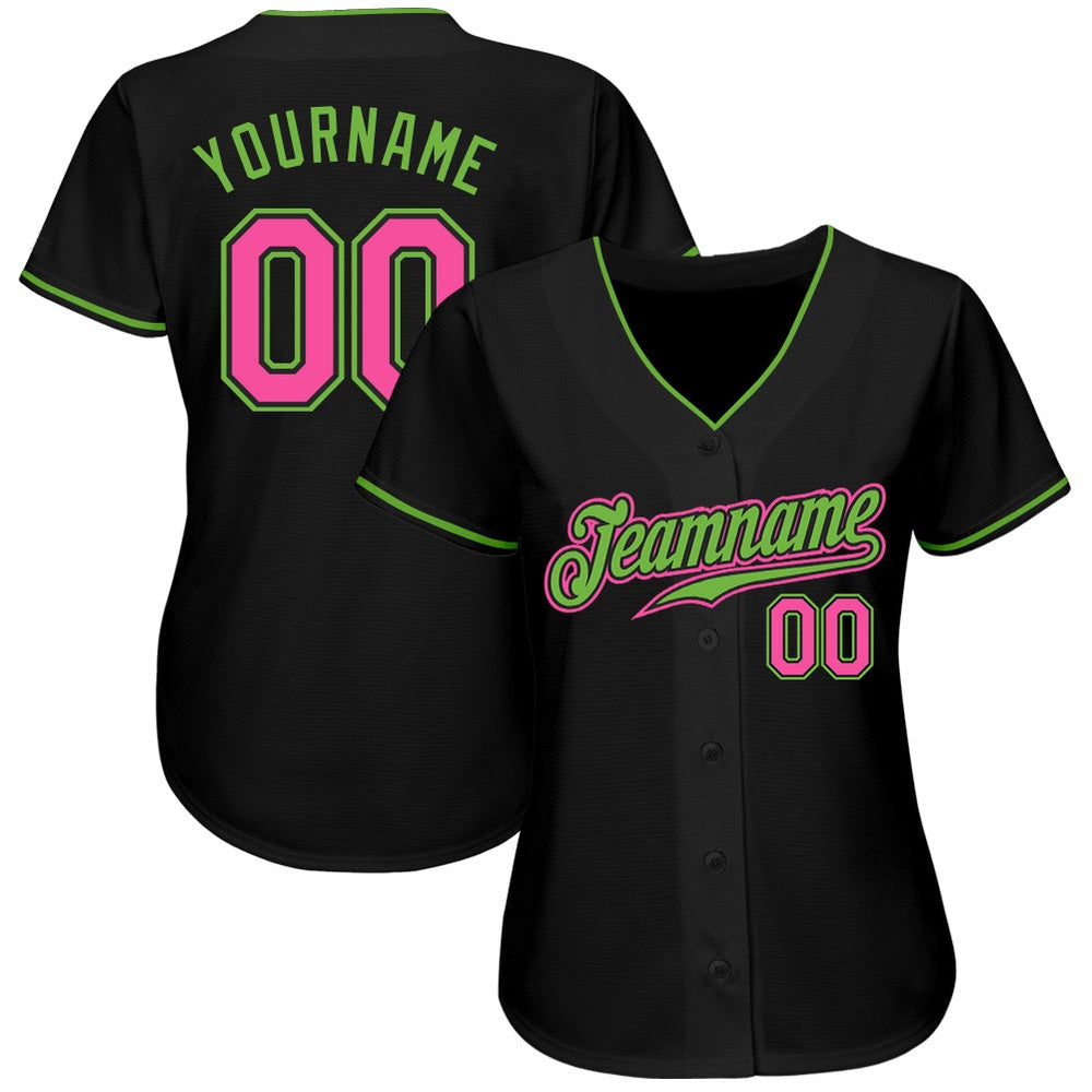 USA Baseball Jersey, Custom Black Pink Neon Green Authentic Baseball Jersey, Team Jerseys Baseball