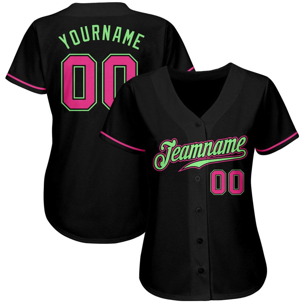 USA Baseball Jersey, Custom Black Pink Pea Green Authentic Baseball Jersey, Team Jerseys Baseball
