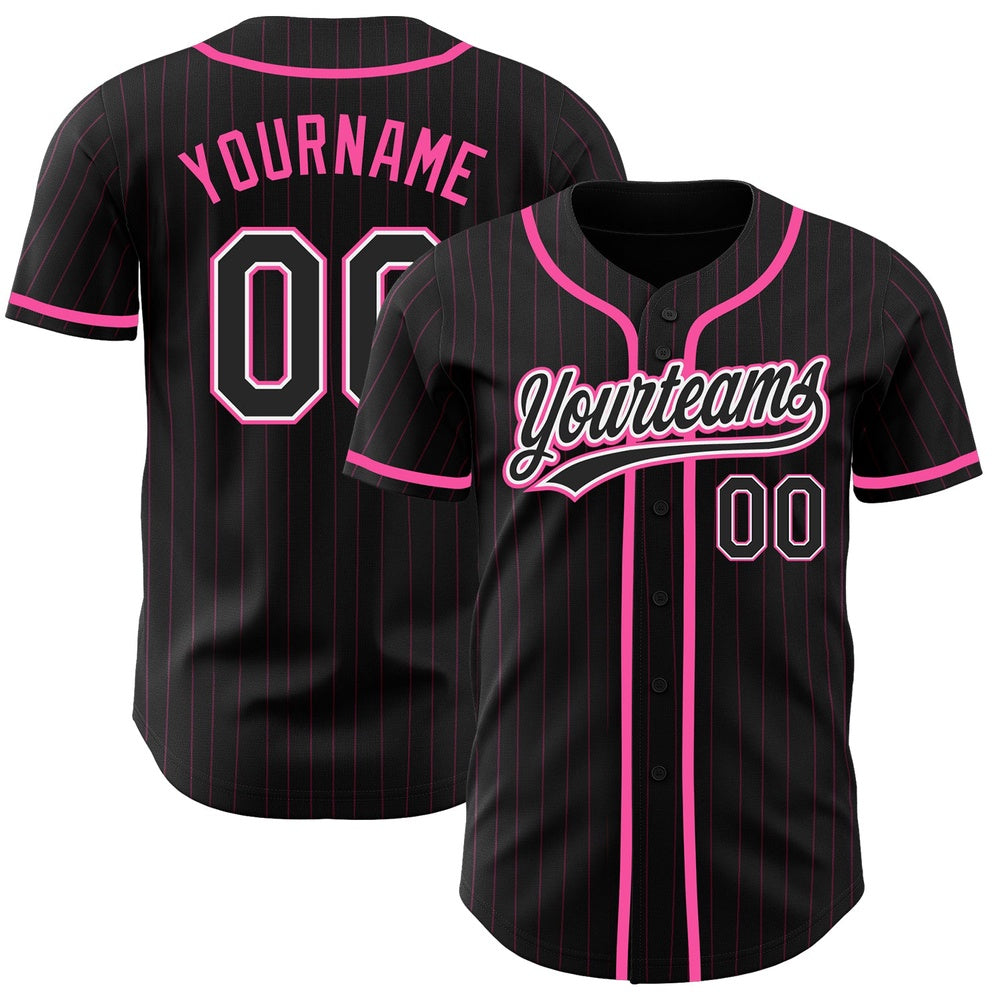 USA Baseball Jersey, Custom Black Pink Pinstripe Black White Authentic Baseball Jersey, Team Jerseys Baseball