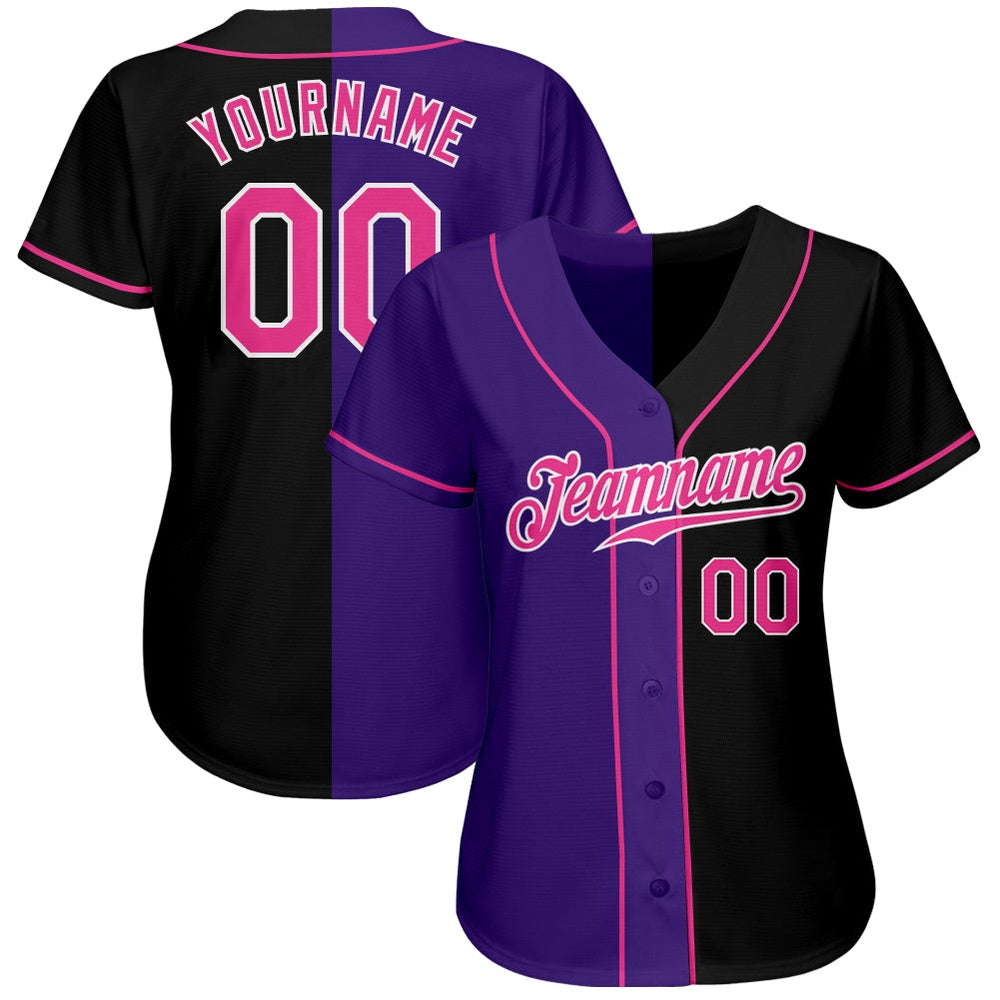 USA Baseball Jersey, Custom Black Pink Purple Authentic Split Fashion Baseball Jersey, Team Jerseys Baseball