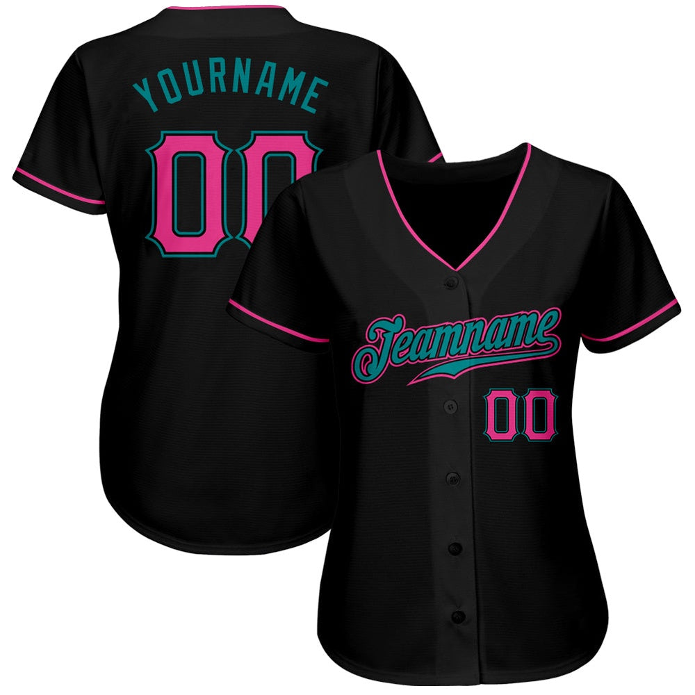 USA Baseball Jersey, Custom Black Pink Teal Authentic Baseball Jersey, Team Jerseys Baseball
