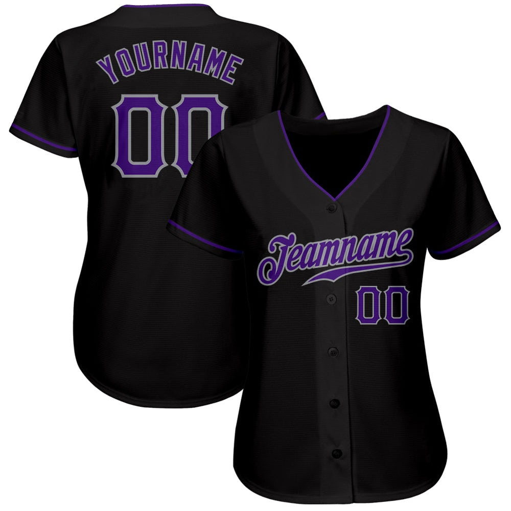 USA Baseball Jersey, Custom Black Purple Gray Authentic Baseball Jersey, Team Jerseys Baseball