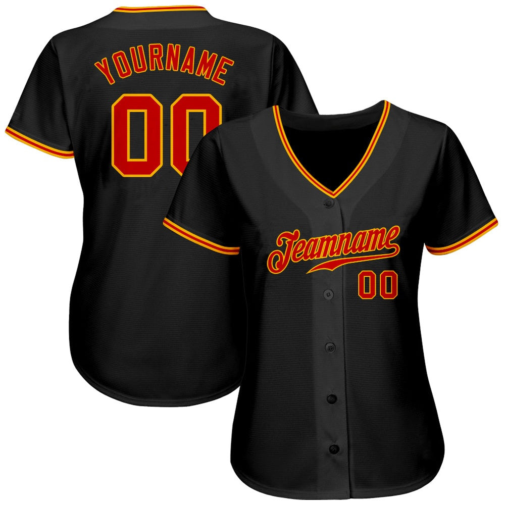 USA Baseball Jersey, Custom Black Red Gold Authentic Baseball Jersey, Team Jerseys Baseball