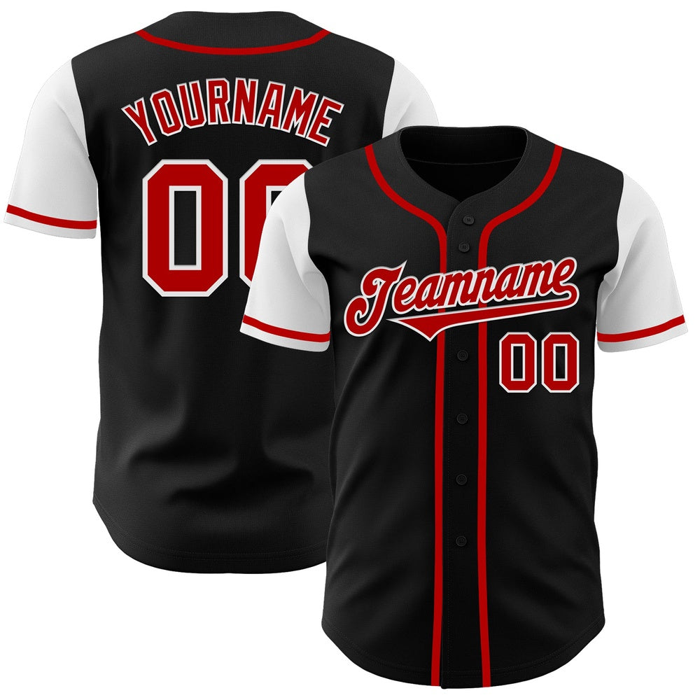 USA Baseball Jersey, Custom Black Red White Authentic Two Tone Baseball Jersey, Team Jerseys Baseball