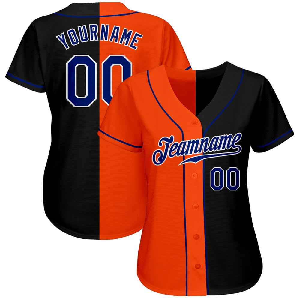 USA Baseball Jersey, Custom Black Royal Orange Authentic Split Fashion Baseball Jersey, Team Jerseys Baseball