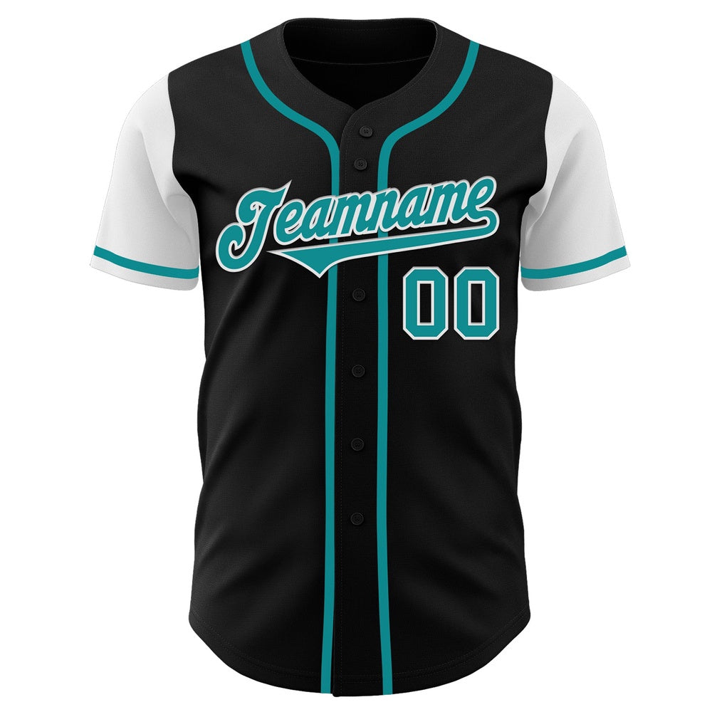 USA Baseball Jersey, Custom Black Teal White Authentic Two Tone Baseball Jersey, Team Jerseys Baseball