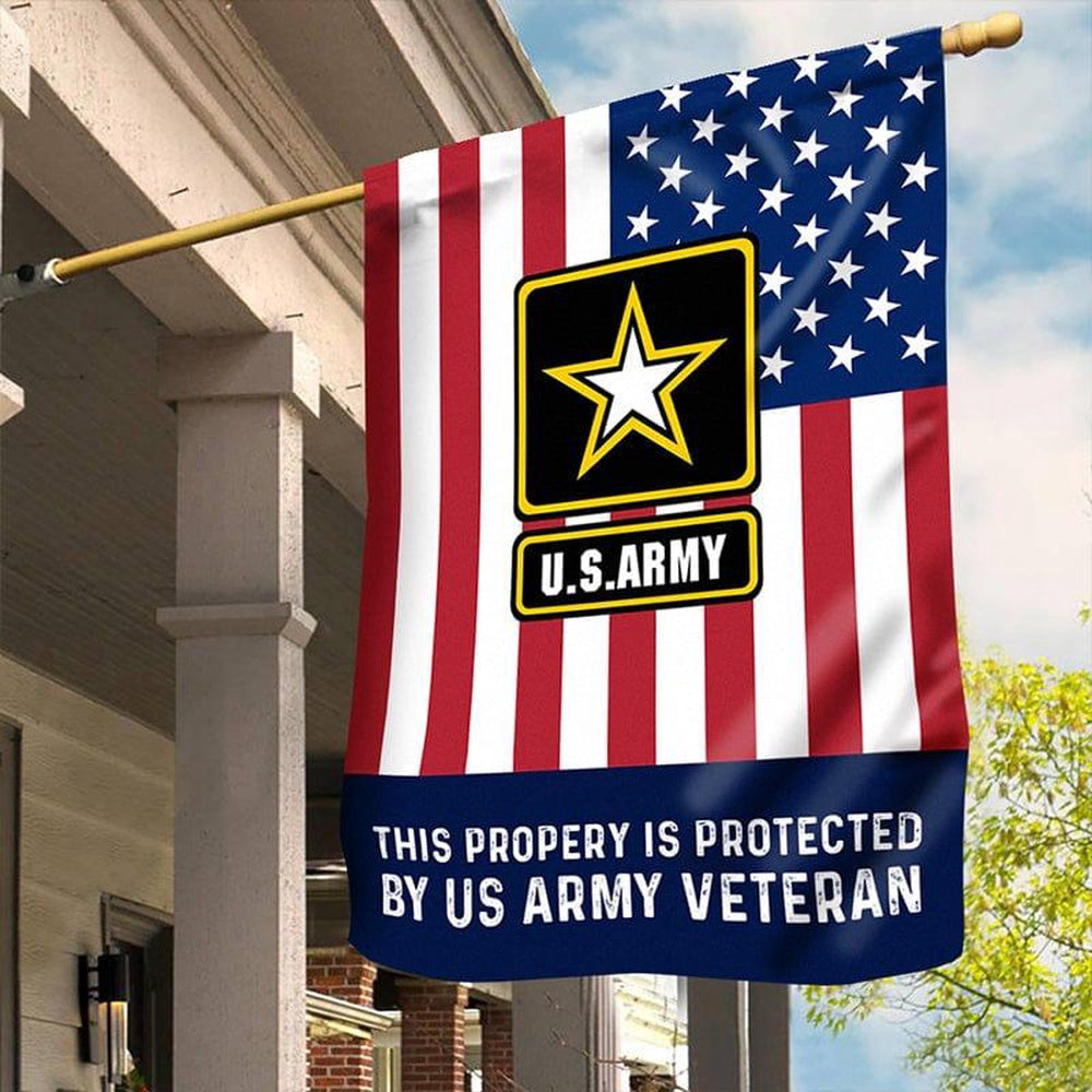 US Army Veteran Flag, This propery is protected Army Flag, US Army Garden Flag, Army Retired Flag
