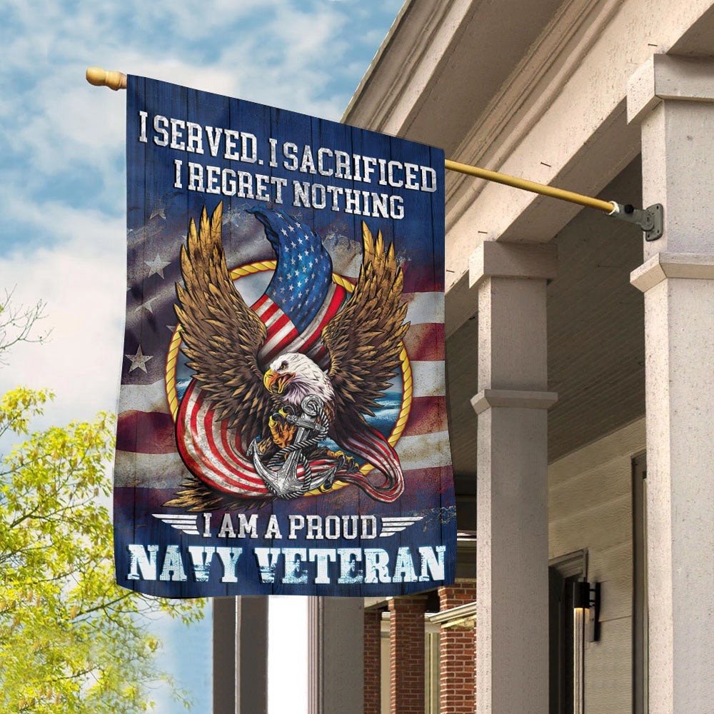 US Navy Veteran Flag, I Am A Proud Navy Veteran American Heavy Garden Flag, US Navy Garden Flag, US Veteran Flag, Veteran Day Gift
