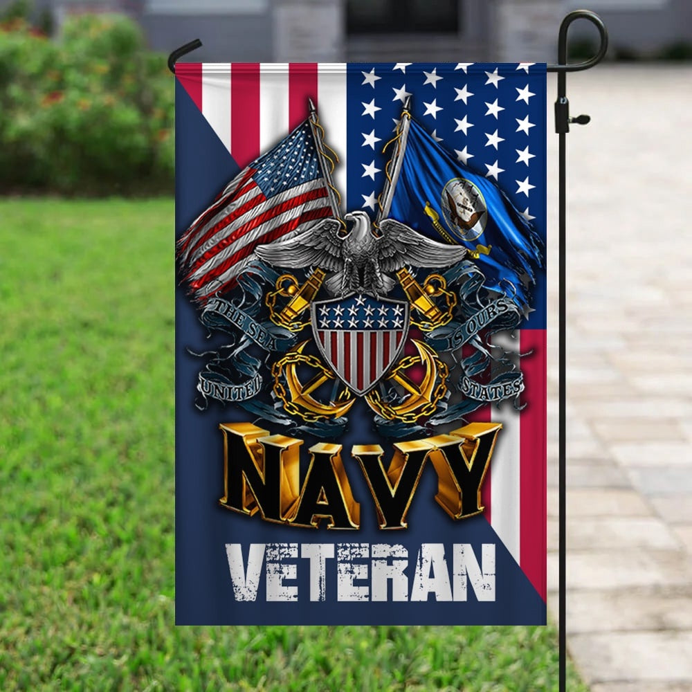 US Navy Veteran Flag, United States Navy Veteran The Sea Is Ours Flag, US Navy Garden Flag, US Veteran Flag, Veteran Day Gift