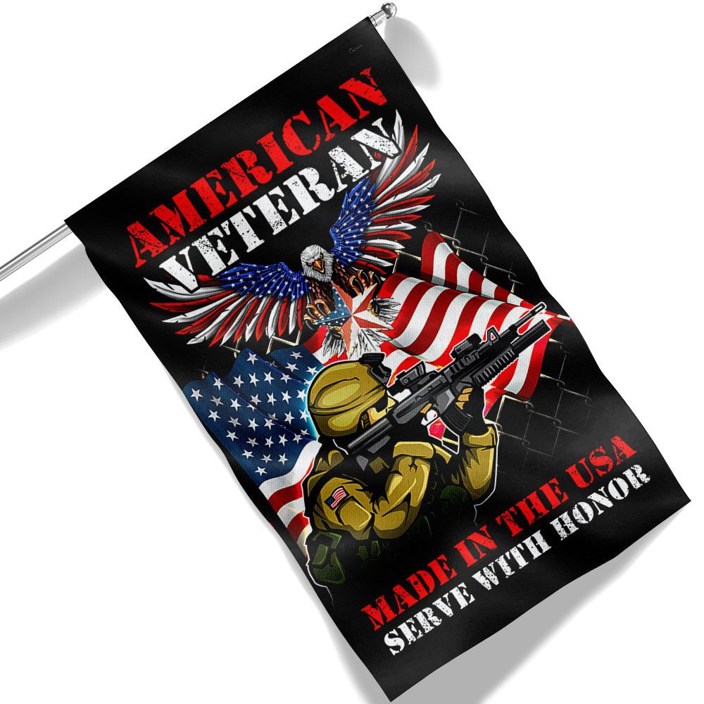 US Veteran Flag, American Veteran Memorial Made In The Usa Serve With Honor Flag, Veteran Garden Flags