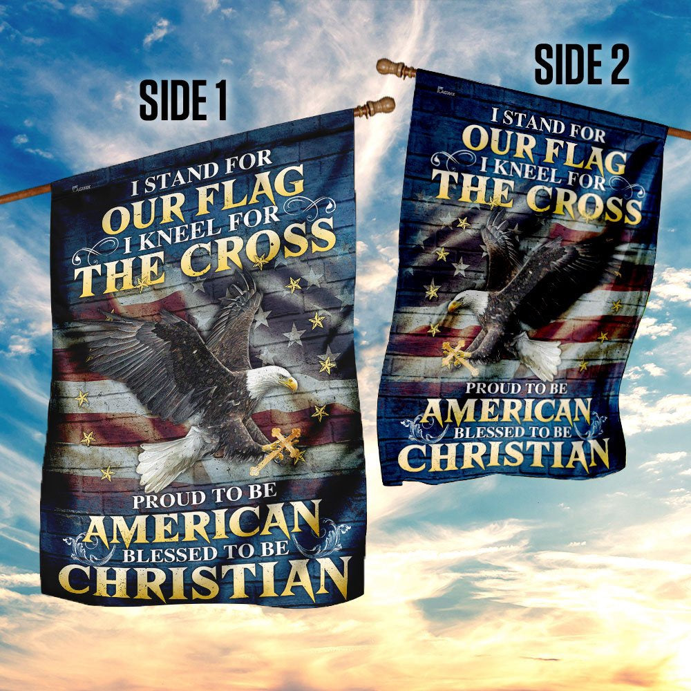 US Veteran Flag, I Stand For Our Flag I Kneel For The Cross Flag, Veteran Garden Flags