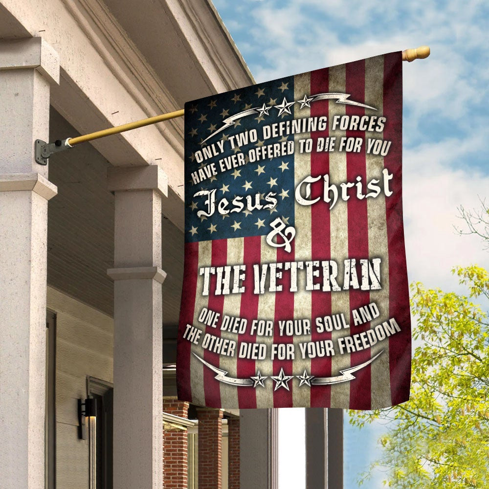 US Veteran Flag, Jesus Christ And The Veteran Heavy Garden Flag, Veteran Garden Flags