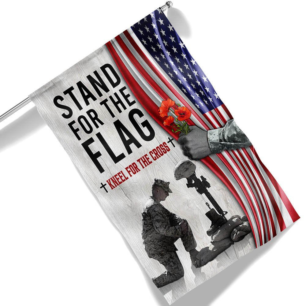 US Veteran Flag, Memorial Day Thank You Veteran Kneel For The Cross Flag, Veteran Garden Flags