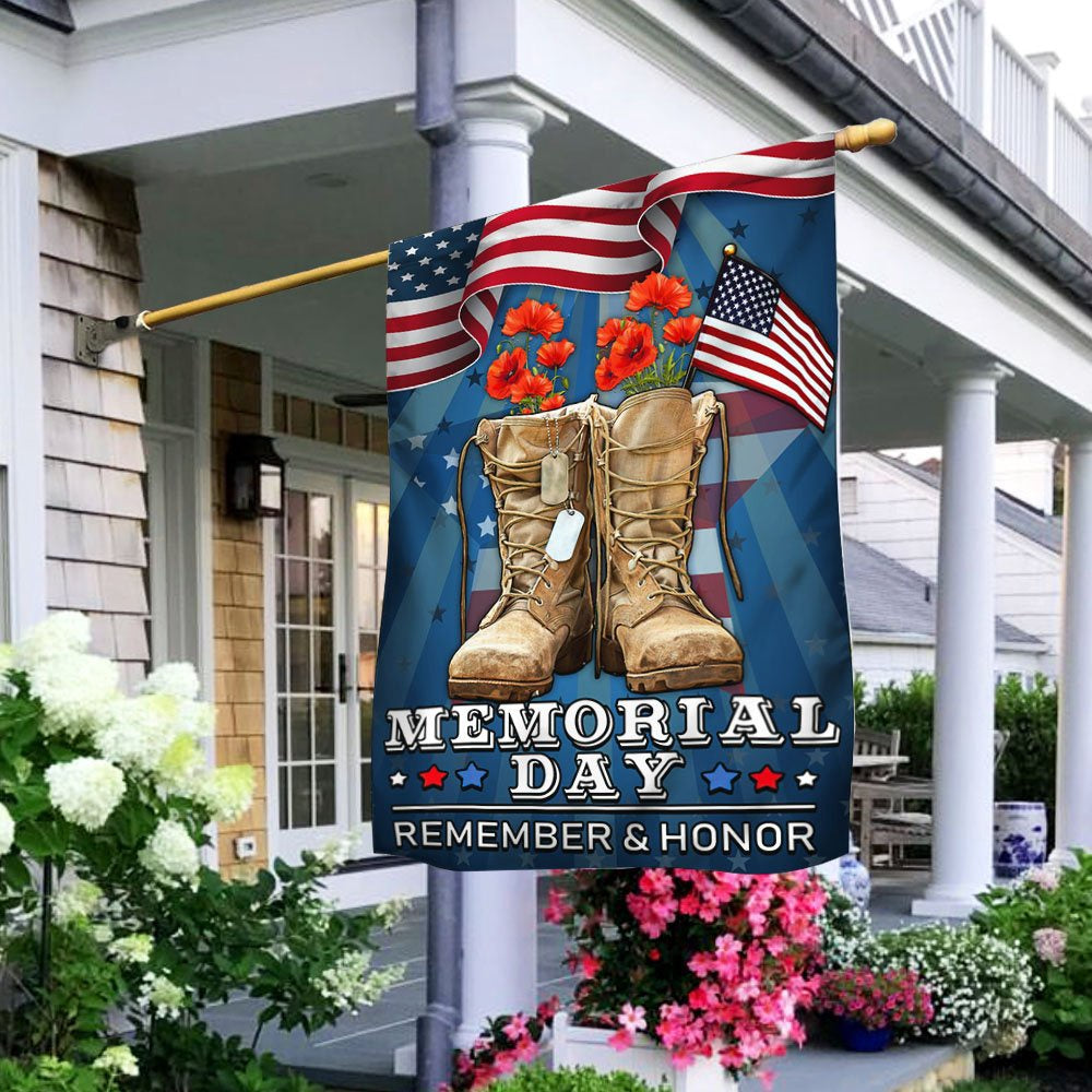 US Veteran Flag, Memorial Day Veteran Remember And Honor 2 Flag, Veteran Garden Flags