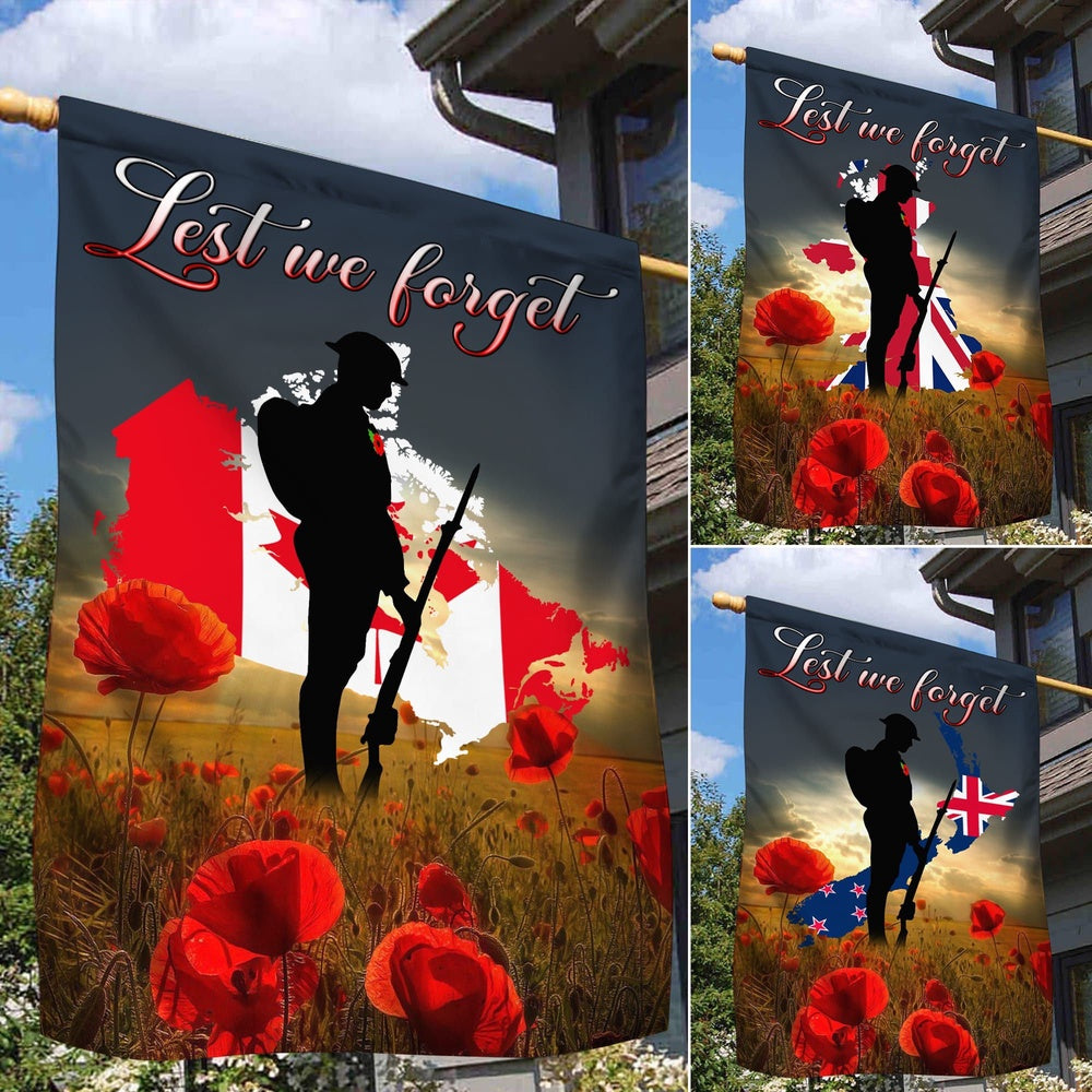 US Veteran Flag, Multinational Lest We Forget Flags, Veteran Garden Flags