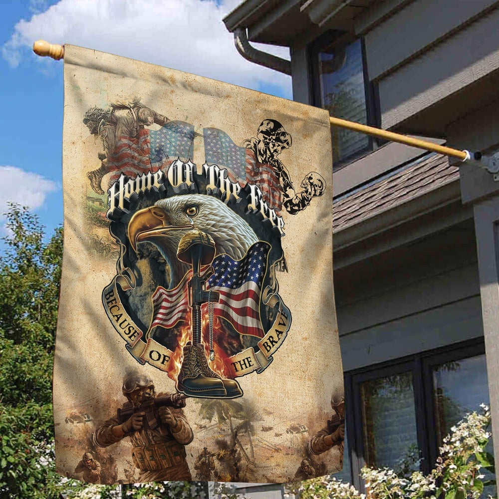 US Veteran Flag, Premium Home Of The Free Veteran Flag, Veteran Garden Flags