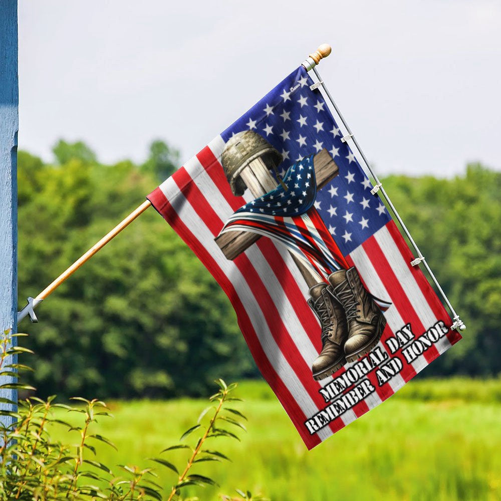 US Veteran Flag, Veteran Memorial Cross Memorial Day Remember And Honor Flag, Veteran Garden Flags