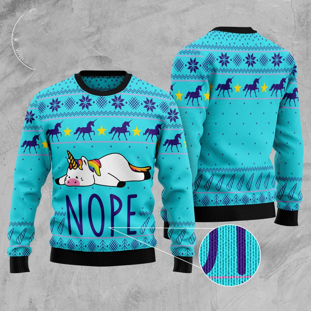 Unicorn Nope Ugly Christmas Sweater, Funny Xmas Sweater, Sweater Xmas