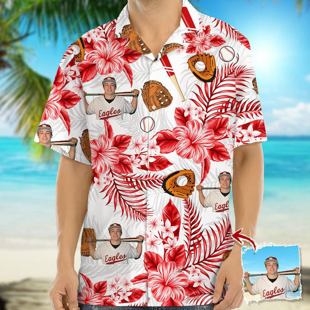 Upload Photo Baseball Hawaiian Shirt, Custom Hawaiian Shirts With Face