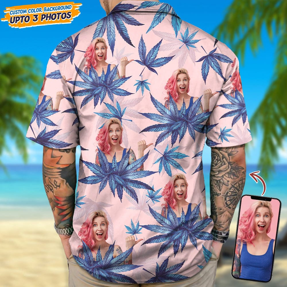 Upload Photo Human And Weed Hawaiian Shirt, Custom Hawaiian Shirts With Face