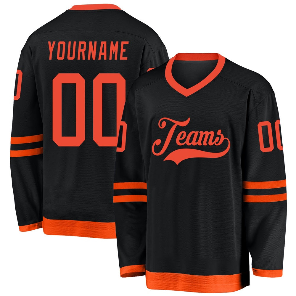Usa Hockey Jersey, Custom Black Orange 2 Hockey Jersey, Team Hockey Jerseys