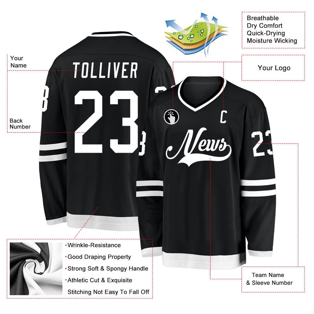Usa Hockey Jersey, Custom Black White 1 Hockey Jersey, Team Hockey Jerseys