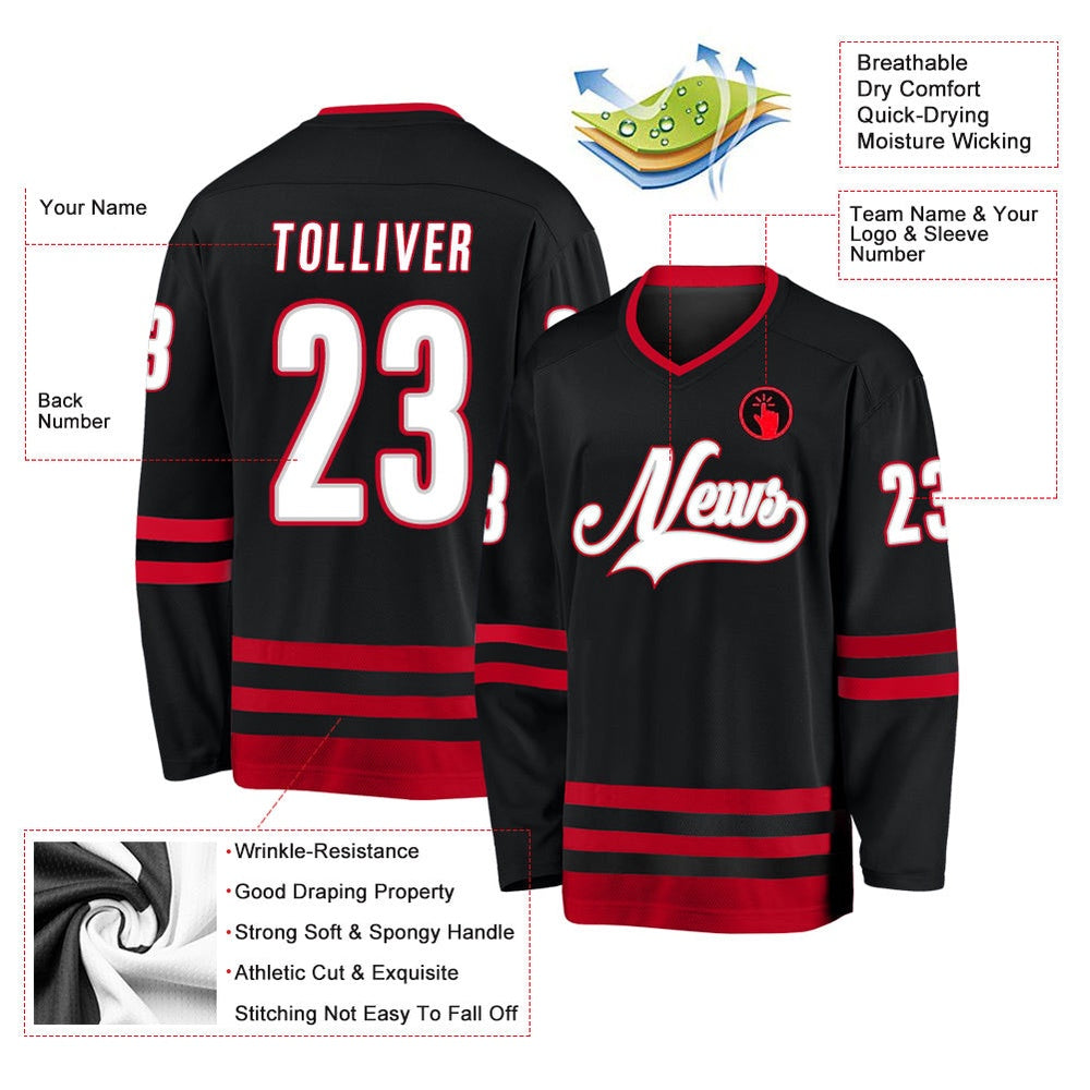 Usa Hockey Jersey, Custom Black White Red 1 Hockey Jersey, Team Hockey Jerseys