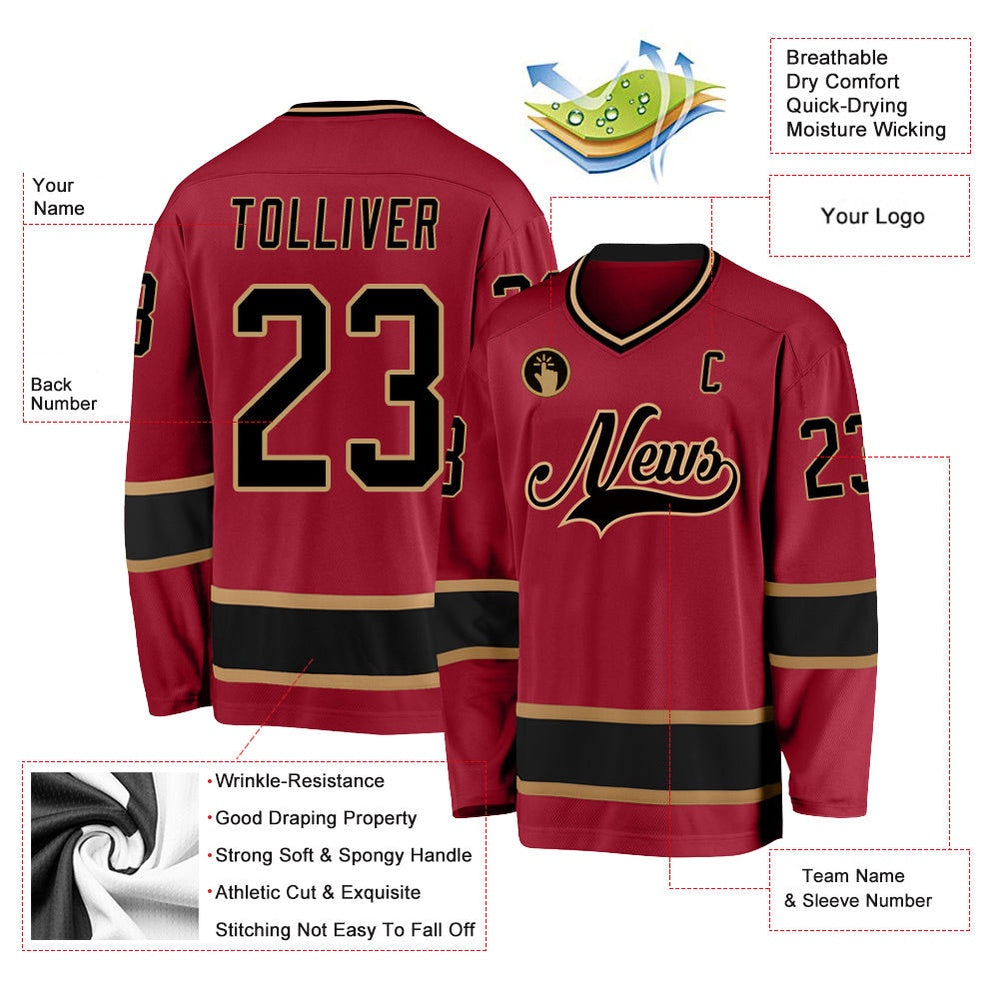 Usa Hockey Jersey, Custom Maroon Black Old Gold 1 Hockey Jersey, Team Hockey Jerseys