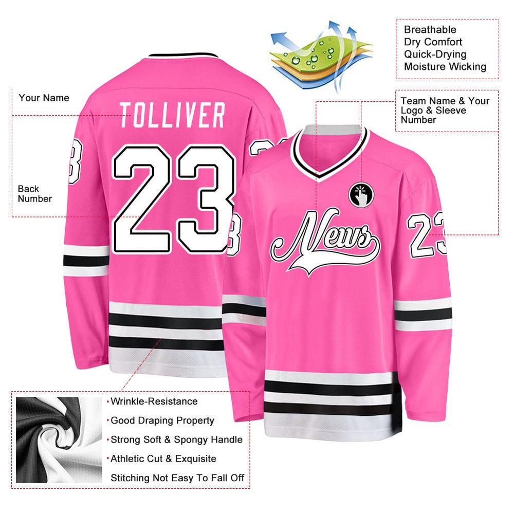 Usa Hockey Jersey, Custom Pink White Black Hockey Jersey, Team Hockey Jerseys