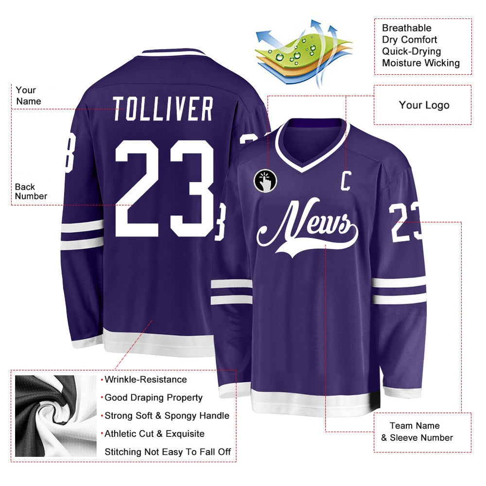 Usa Hockey Jersey, Custom Purple White Hockey Jersey, Team Hockey Jerseys