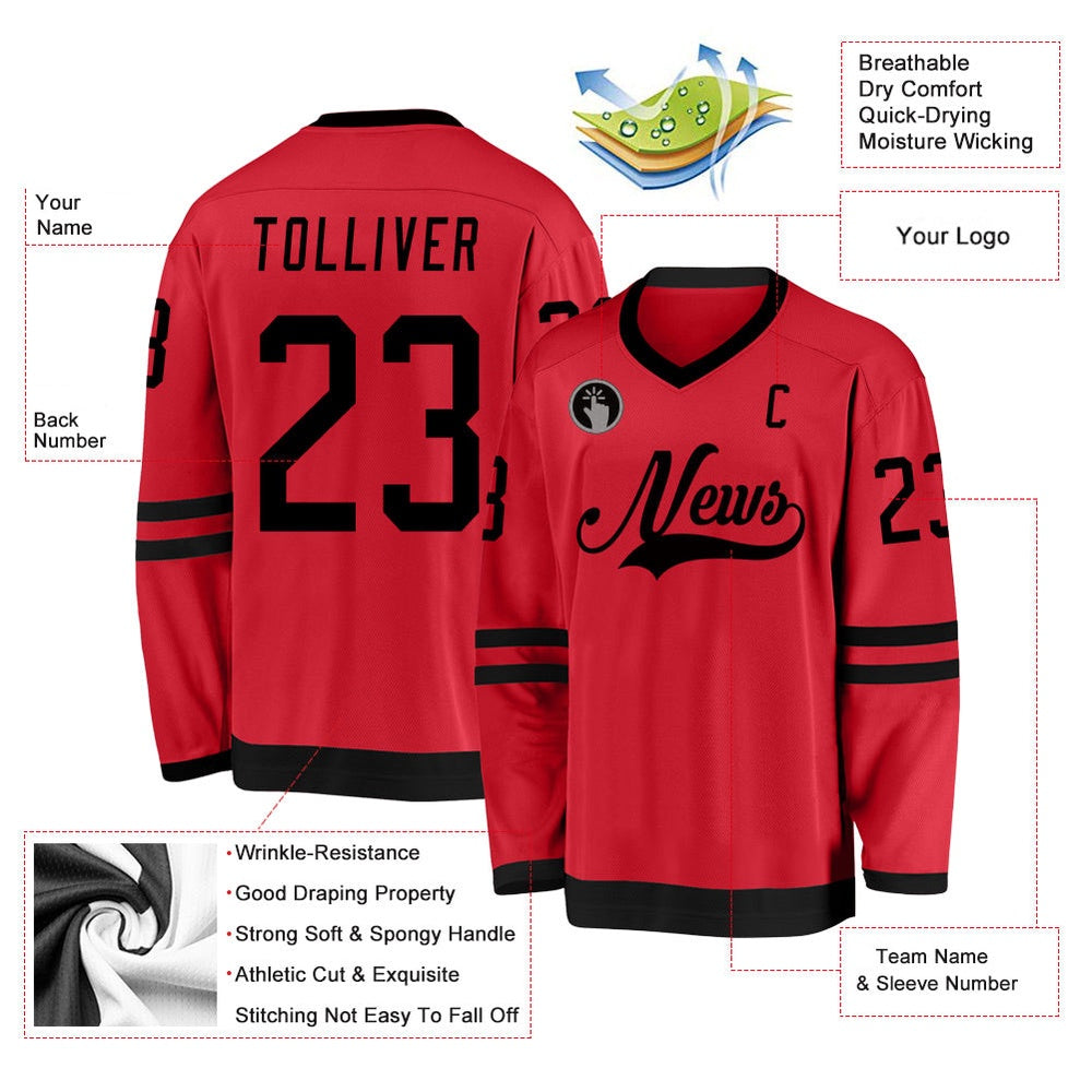 Usa Hockey Jersey, Custom Red Black Hockey Jersey, Team Hockey Jerseys