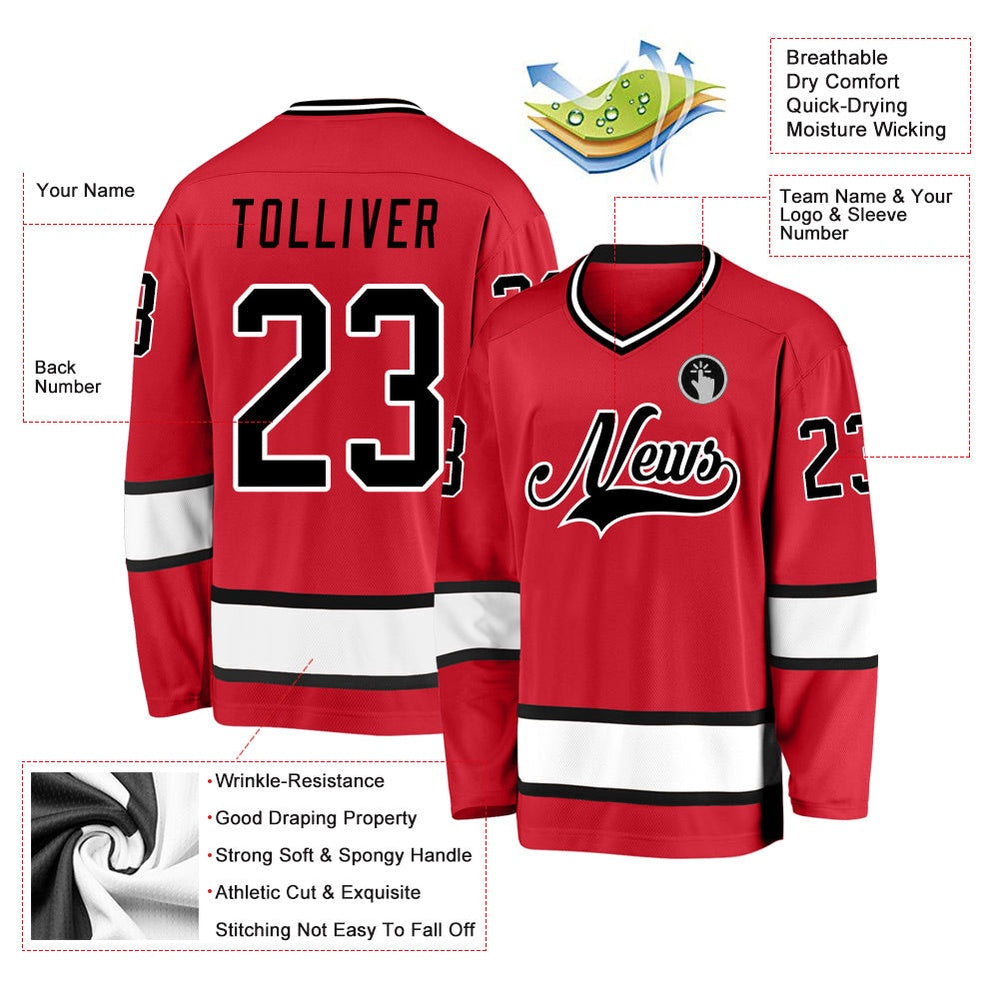 Usa Hockey Jersey, Custom Red Black White 1 Hockey Jersey, Team Hockey Jerseys