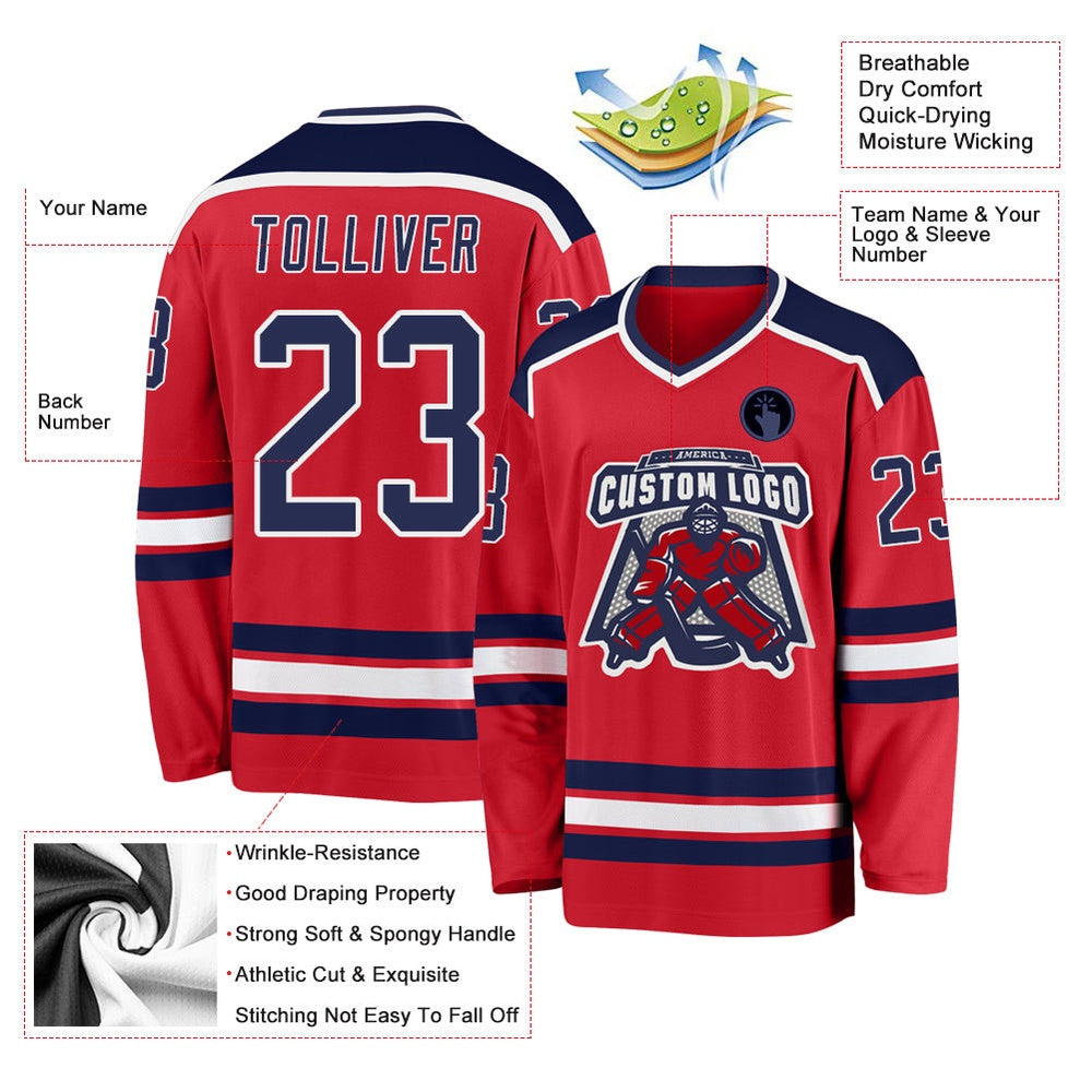 Usa Hockey Jersey, Custom Red Navy White Hockey Jersey, Team Hockey Jerseys
