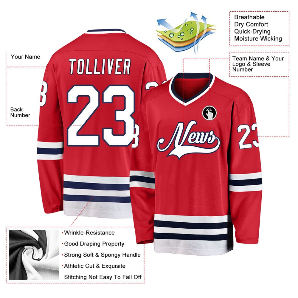 Usa Hockey Jersey, Custom Red White Navy Hockey Jersey, Team Hockey Jerseys